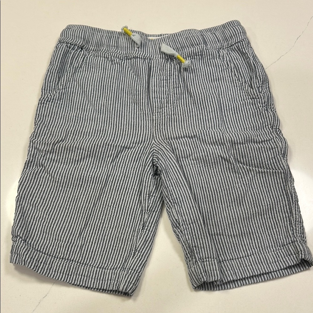 Mini Boden Blue-gray and White Striped Kids Shorts